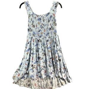 Disney Cinderella Dress Girls 16 Blue‎ Butterfly Print Smocked High Low Princess